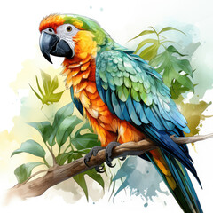 watercolor Parrot clipart, Generative Ai