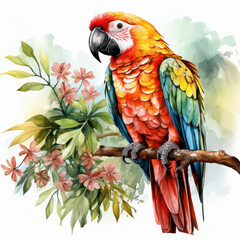 Fototapeta premium watercolor Parrot clipart, Generative Ai