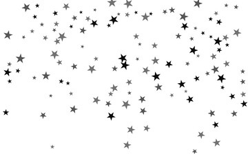 Star confetti. Silver casual confetti background. Bright design pattern.