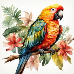 Fototapeta premium watercolor Parrot clipart, Generative Ai