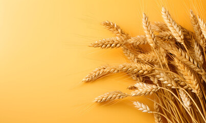 Ears of golden wheat on a white background
