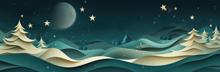 A peaceful night sky with a radiant moon and twinkling stars