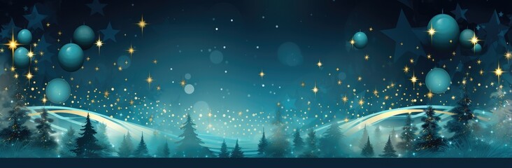 A serene night sky with twinkling stars and tall trees