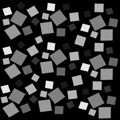 Abstract vector geometric illustration in the form of white and gray squares on a black background