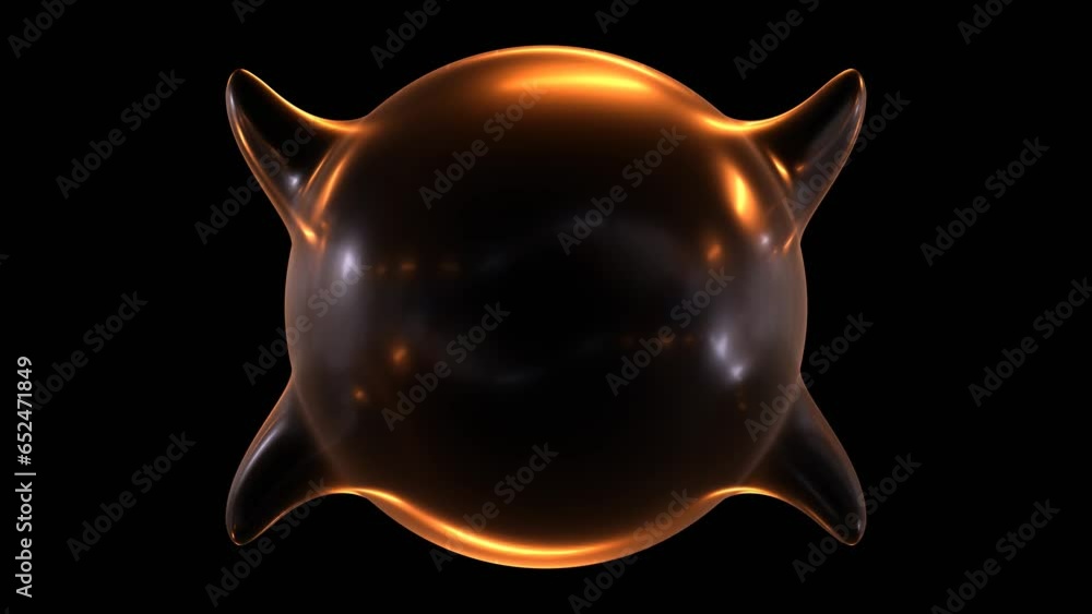 Poster seamless animation of glowing geometric shape with light and reflections isolated on black backgroun