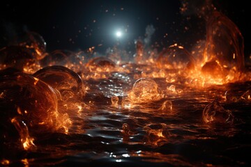 Solar athlete sculpes flames in celestial arena., generative IA