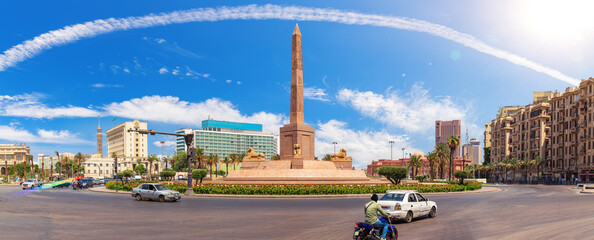 Ramses II obelisk installed in Tahrir Square in Cairo, Egypt