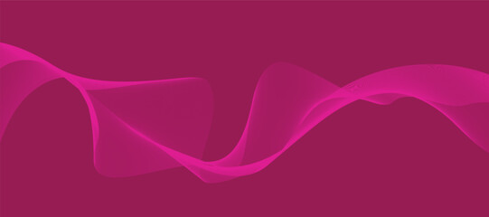 Smoky lines vector. Abstract pink smooth wave on a pink background. Waves background. Design element. Line vector illustration.