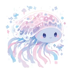 Crédence de cuisine en verre imprimé Vie marine cute jellyfish cartoon character