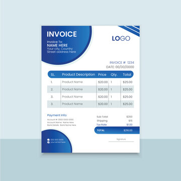 Invoice design template corporate invoice stationery design