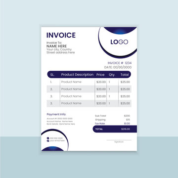 Invoice design template corporate invoice stationery design