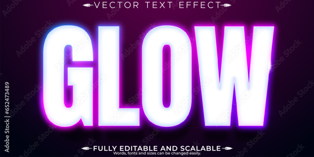 Wall mural neon light text effect, editable retro and glowing text style