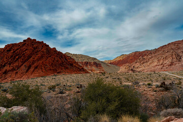 red rock canyon and a cloudy sky