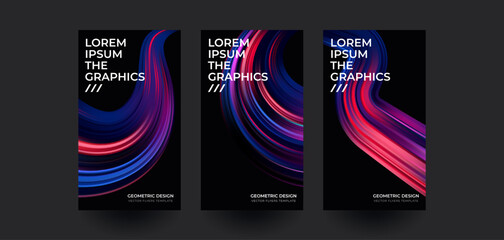 Creative posters set with wavy gradient shape. Vector illustration. 