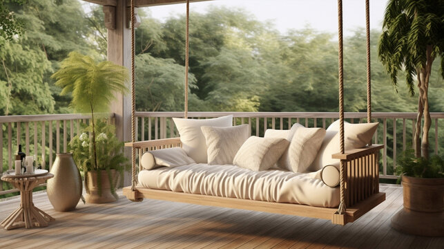 Swing summer wooden home nature tree gardening relaxation green house