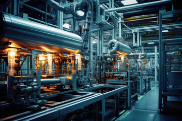 Fototapeta premium Machinery and production lines within a modern manufacturing facility