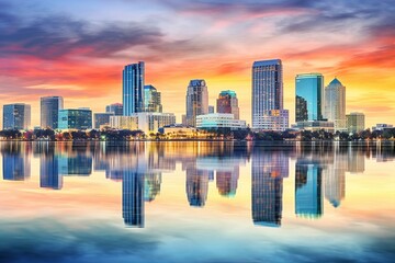 Panoramic cityscape of Orlando, FL. Generative AI - obrazy, fototapety, plakaty