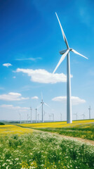 A field dotted with windmills stands as a poignant symbol of the shift towards renewable energy and the commitment to a greener future.