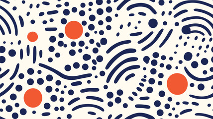 Seamless doodle geometric pattern. Abstract modern background with circles and curves. Hipster Memphis style.  