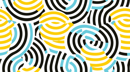 Vector seamless pattern with bold striped circles. Stylish geometric texture. Modern abstract background.