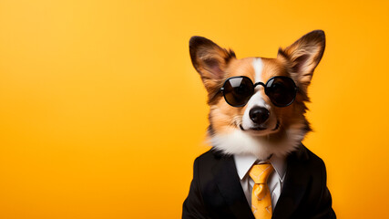 Dog in a suit. Pets concept - obrazy, fototapety, plakaty