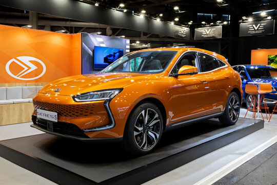 Seres 5 all-electric car showcased at the Paris Motor Show, France - October 17, 2022.