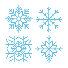  Winter symbol. Christmas logo sign.Blue snowflakes set in hand drawn style. Winter icons for banner design. Snowy weather elements. December holidays concept. All items are isolated. Christmas symbol