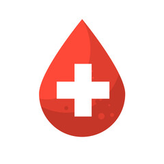 Fototapeta premium first aid icon, drop of blod and white cross