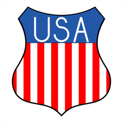 Old USA emblem with flag elements