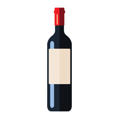 Bottle of wine isolated on white, vector illustration