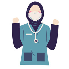 Faceless muslim surgeon illustration