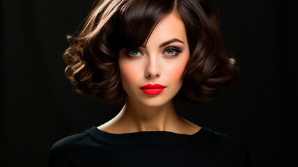 Fototapeta premium portrait of a young woman in a retro vintage style.