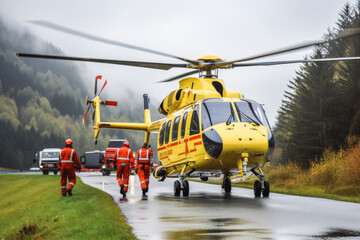 Air rescue. Helicopter for rescue.