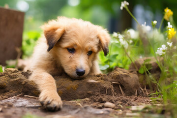 Loyal Puppy Grieves at Owner's Grave