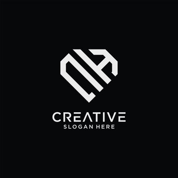 Creative style nh letter logo design template with diamond shape icon
