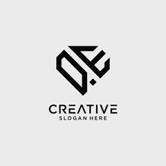 Creative style qe letter logo design template with diamond shape icon