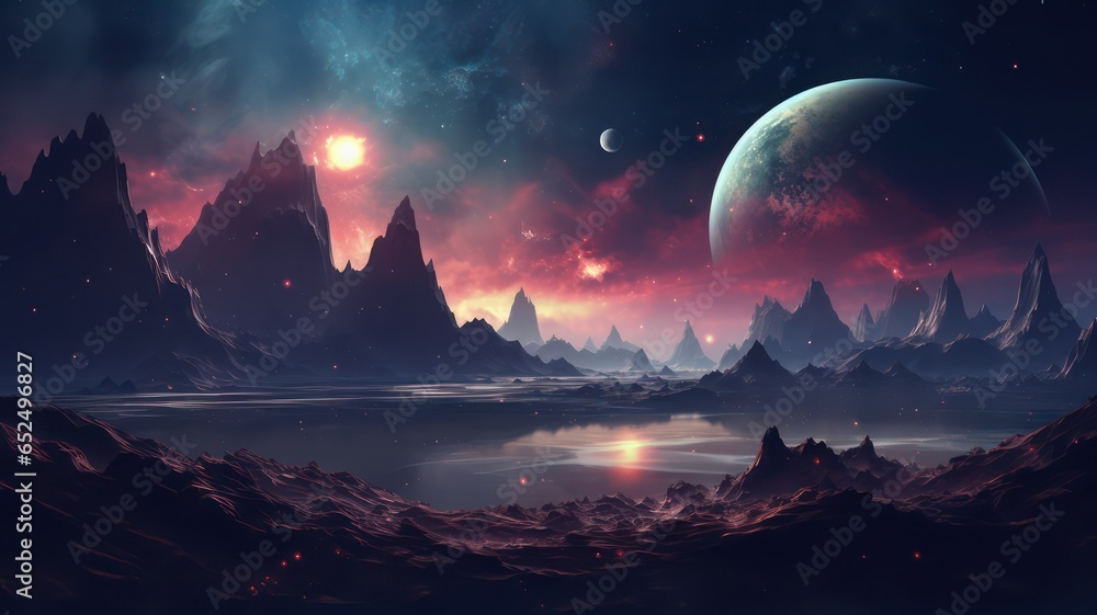 Poster fancy space background created with generative ai