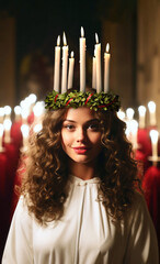 Swedish Lucia with lucia crown