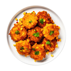 Plate of Corn Fritters Isolated on a Transparent Background