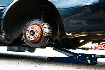 brake disc,car repair brake replacement. wheel replacement. caliper
