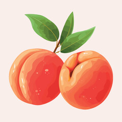 Peaches in cartoon, doodle style. 2d vector illustration in logo, icon style. AI Generative