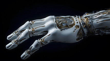 a close up of a robotic hand with a wrist and wrist chain Generative AI