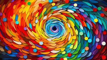 Fototapeta na wymiar brightly colored circles of paper are arranged in a spiral Generative AI