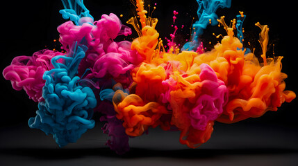 a close up of a colorful liquid substance in the air Generative AI