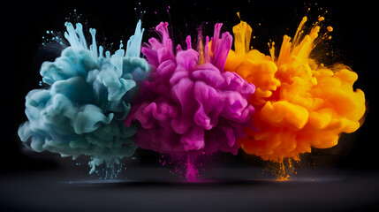 Obraz premium a close up of a group of colored inks in different colors Generative AI
