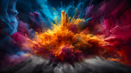 a close up of a colorful explosion of smoke on a black background Generative AI