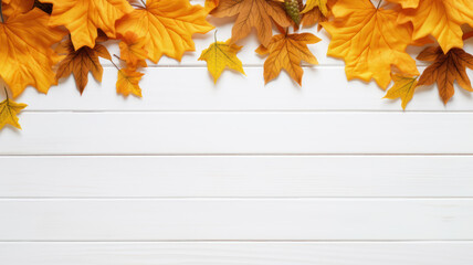 Obraz premium Autumn Festive Decor on White Wooden Background