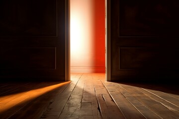 An open door bathed in gentle light, hinting at the secrets within