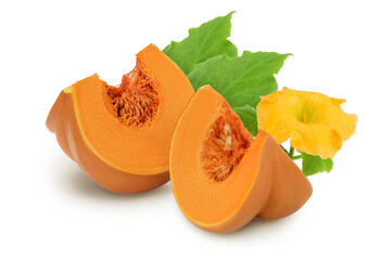 Fresh orange pumpkin isolated on white background with clipping path and full depth of field