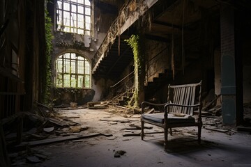 Fototapeta na wymiar Captivating interior of a forsaken, aged building, evoking bygone eras